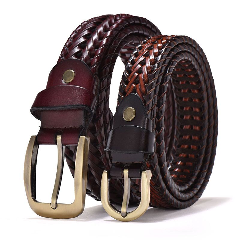 Cow Skin Leather Braided Belts For Men