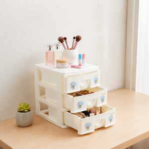 PP 3-<b>Drawer</b> Eco-Friendly Modern Kitchen Living Room <b>Storage</b> Cabinet Durable PP Plastic Easy-Pull <b>Drawers</b> Space-Saving Stackable - Product Image 1
