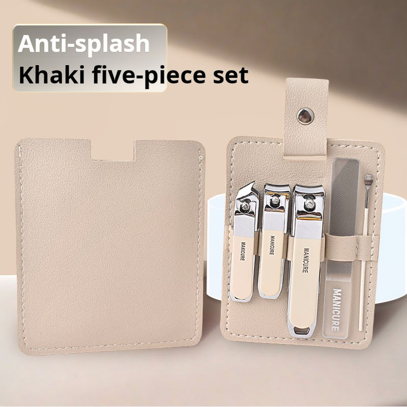 Étui en cuir amovible/blanc lait/coupe-ongles, ensemble de 5 pièces
