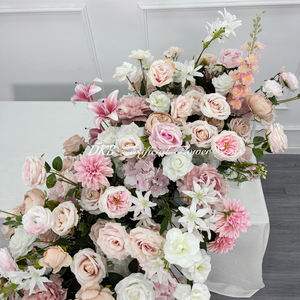 DKB Wholesale Handmade Wedding Mother's Day Table Flower Decoration <b>Pink</b> Artificial Big Flower Runner for Centerpiece <b>Backdrop</b> - Product Image 5