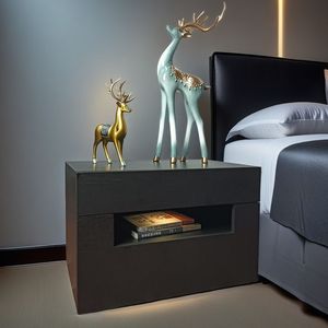 Mesita de Noche Minimalista de Madera Maciza Negra, Moderna, con Almacenamiento, Mueble para Dormitorio - Product Image 2