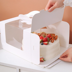 Cajas de panadería personalizadas con ventana de <span class=keywords><strong>PET</strong></span>, soporte de pastel plegable con ventaja UV, caja de pastel de papel laminado mate, envío gratis - Product Image 2