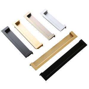 Modern Minimalist Drawer Recessed Handle Zinc Alloy Rectangle Easy Installation <b>Black</b> White Gold - Product Image 5