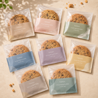 Sacs d'emballage alimentaire personnalisés avec logo imprimé, à soufflets latéraux, en plastique laminé transparent, thermoscellables, pour biscuits