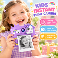 Kamera Instan Anak Dual Kamera Tanpa Tinta Printer Foto Thermal 24MP1080P HD Kamera Digital Mainan untuk Anak Perempuan dan Laki-laki