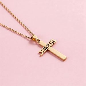 Collier en acier inoxydable avec pendentif <span class=keywords><strong>croix</strong></span> de Jésus-<span class=keywords><strong>Christ</strong></span> pour bijoux tendance - Product Image 1