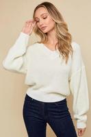 Mode casual chaud confortable à manches longues col en V gros pull en tricot pour les femmes