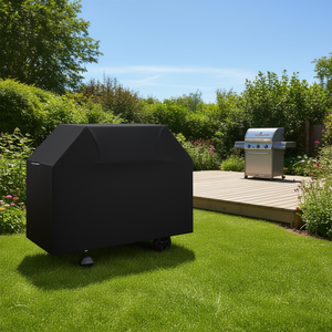 Funda para parrilla de barbacoa de 65 pulgadas, impermeable, resistente a la decoloración, poliéster 600D, para uso en exteriores, con correas de gancho y bucle, color negro - Product Image 2