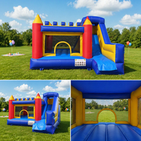 Château gonflable combiné avec toboggan, château gonflable pour sauter, protection UV, ignifuge, capacité de 600 kg pour enfants et adultes