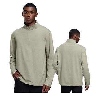 T-shirt formel à manches longues et demi-zip pour homme, coupe classique, uni, en polyester/coton tricoté, respirant et infroissable, collection 2026 - Product Image 1