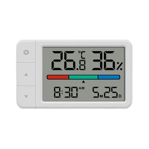 Mini <b>Thermometer</b> And Hygrometer Digital Display With Time Date For Baby Room Home Use Plastic Body Battery Powered - Product Image 2