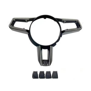 Cubierta decorativa de Marco embellecedor para volante de coche estilo carreras de fibra de carbono Real para <span class=keywords><strong>Porsche</strong></span> <span class=keywords><strong>Macan</strong></span> 2019-2023 Accesorios - Product Image 3