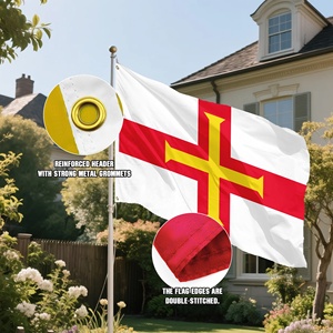 Drapeau Guernesey en polyester 100D, imprimé sur mesure, taille 3x5FT, pour sports de plein air, avec croix dorée, rouge et blanc, vente en gros - Product Image 4