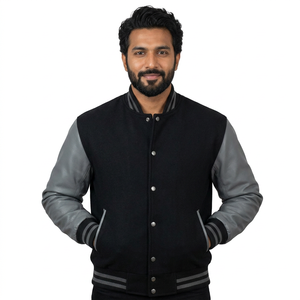 Custom Logo Mens High Quality Varisty <b>Jacket</b> Leather Sleeves Fashionable Baseball <b>Letter</b> <b>Man</b> Varsity <b>Jacket</b> - Product Image 1