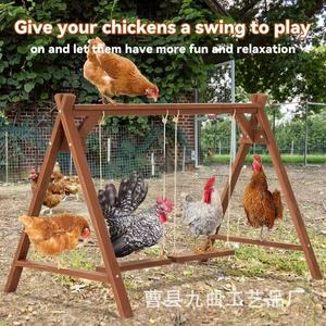 Columpio de madera para gallinas, soporte de madera maciza para jaulas de aves, hábitat de juego. - Product Image 2