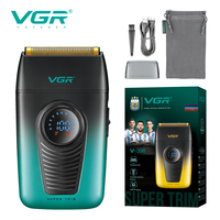 Rasoir électrique à double lame VGR V-396, affichage numérique LED, rechargeable par USB Type-C, rasoir sans fil, longue durée de fonctionnement