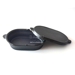 Rôtissoire <span class=keywords><strong>rectangulaire</strong></span> <span class=keywords><strong>en</strong></span> <span class=keywords><strong>fonte</strong></span> 2 <span class=keywords><strong>en</strong></span> 1 avec couvercle de gril Poêle à cuire Multi Baker Casserole Lasagne Poêle à pain <span class=keywords><strong>en</strong></span> <span class=keywords><strong>fonte</strong></span> - Product Image 3