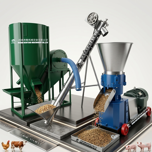 Nouvelle ligne de production de granulés d'aliments pour animaux <span class=keywords><strong>en</strong></span> acier inoxydable intégrée avec mélangeur vertical automatique, broyeur, convoyeur à vis, capacité de 500 kg/h - Product Image 3