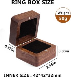 Caja de Anillos de Madera Personalizada, Mini Caja para Anillo de Compromiso con un Solo Compartimento, Caja Cuadrada para Anillos de Boda - Product Image 6
