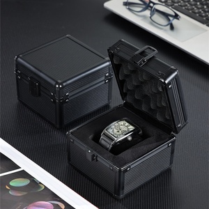 Caja de <span class=keywords><strong>Relojes</strong></span> de Aluminio Negra Personalizada para Mujer y <span class=keywords><strong>Hombre</strong></span>, con 1, 3, 5, 10 o 12 Ranuras, con Almohadillas de Terciopelo - Product Image 1