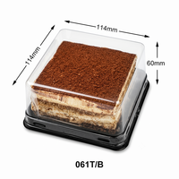 Boîte à dessert carrée transparente en PET pour l'emballage de tiramisu et de gâteaux, vente en gros, conteneur alimentaire écologique