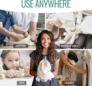 Eco Friendly Agricultural Products Food Fruits Biodegradable Linen Organic Cotton Bag <b>Drawstring</b> 40x50 - Product Image 6