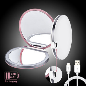 Vente en gros OEM miroir cosmétique LED portable sac à main <span class=keywords><strong>compact</strong></span> lumières pour voyage petite vanité pliable miroir de poche privé - Product Image 5