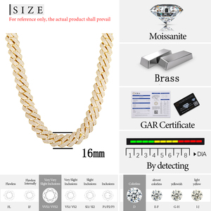 低価格モアッサナイトキューバンリンクチェーン高品質金メッキヒップホップジュエリーVVSモアッサナイトダイヤモンドネックレスメンズアクセサリー - Product Image 6