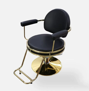 Barbershop <b>Chair</b> for Hairdressing Salons-Simple Design Height-Adjustable <b>Swiveling</b> Genuine Leather - Product Image 3