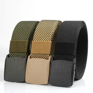 Outdoor Fully Adjustable Spots Embossed Grain Fabric Canvas Nylon Belt with Sliding Plastic Buckle