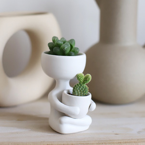 <span class=keywords><strong>Pot</strong></span> en céramique créatif style Instagram pour plantes succulentes, motif dessin animé, joli personnage, <span class=keywords><strong>pot</strong></span> <span class=keywords><strong>de</strong></span> fleurs pour cactus et succulentes, décoration <span class=keywords><strong>de</strong></span> bureau biodégradable - Product Image 2