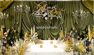 ม่านตกแต่งผนังพื้นหลังผ้าไหมกรอบผ้าม่านตกแต่งเวทีงานแต่งงานกรอบตั้งม่านตกแต่งงานแต่งงานสำหรับงานปาร์ตี้ - Product Image 2