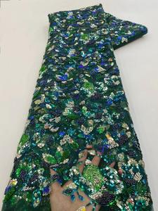 <strong>Heavy</strong> Industry Beaded Antique Embroidery Soft Thin Mesh <strong>Lace</strong> Retro Fishtail Dress Stage Performance Clothing <strong>Fabric</strong> - Product Image 4