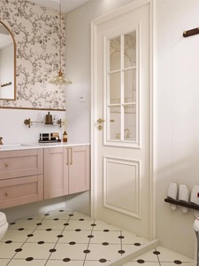 Mobile da <span class=keywords><strong>Bagno</strong></span> Rosa Fiore di Ciliegio con Specchio Intelligente Moderno, Lavabo e Armadietto a Parete in Legno - Product Image 2