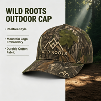 Casquette de baseball personnalisée en camouflage Real Tree pour activités de plein air, broderie 3D Wild Roots Mountain, pour les aventures
