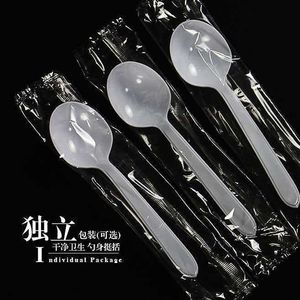 Disposable Plastic <b>Spoon</b> 14cm Round Tip Food Safe For Catering Tea Use Black White - Product Image 5
