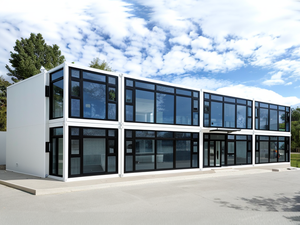 โครงสร้างเหล็กสำเร็จรูปแบบโมดูลาร์พร้อมภาชนะแก้วขนาดใหญ่หรูหราอาคารสำนักงานร้านค้าเวิร์คช็อป - Product Image 4