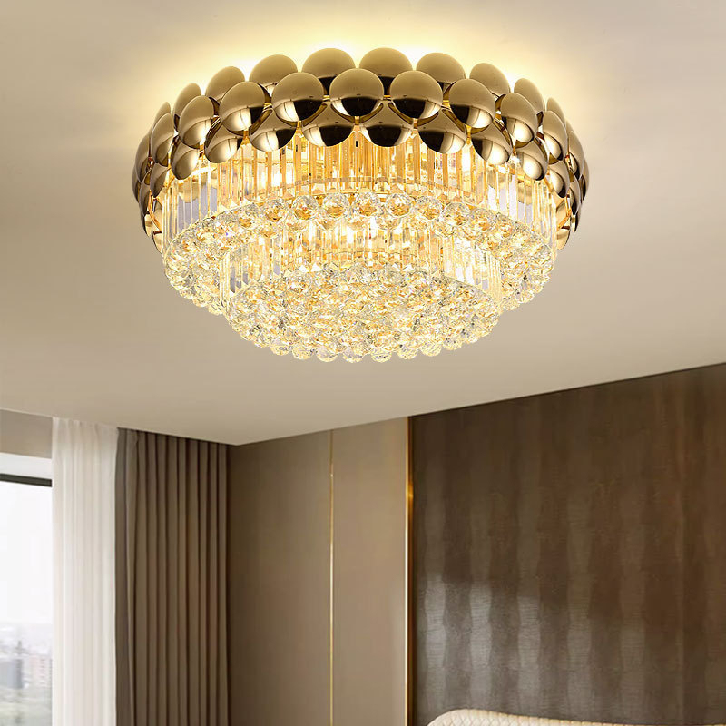 Luxury Hotel Lobby Light Simple Surface Mounted Ceiling Lamp with LED for Luxury Crystal Living Room