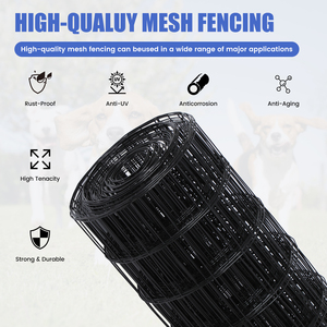 4x50' Roll 12Gauge 2.4mm 2"x3" <b>Mesh</b> Black PVC Coated Welded <b>Wire</b> <b>Mesh</b> 4X50FT for Rabbit Cage Making - Product Image 1