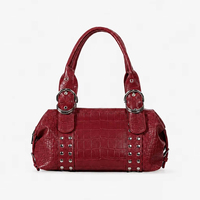 Bolso de Mano de Lujo Personalizado de Fábrica en Cuero PU para Mujer con Logotipo, Estilo Y2K, Asa Superior, Bolso de Barril con Tachuelas, Bolso de Oficina para Damas, OEM al por Mayor