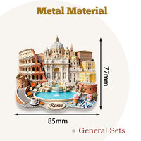 Souvenir de voyage des attractions populaires de Rome, aimant de réfrigérateur en métal 3D en relief, décoration personnalisée pour la maison, cadeau souvenir pour amis