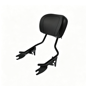 Respaldo de pasajero desmontable rápido para motocicleta con portaequipajes para Harley Touring 2009+ con soporte cromado negro - Product Image 1