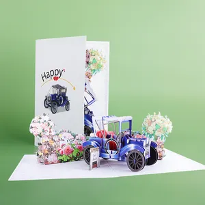 Winp sheng ODM/OEM anpassen neues Design 3d blau Auto Pop-up-Karte Hochzeits einladung karten