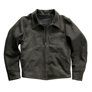 Veste en cuir de chèvre <span class=keywords><strong>vintage</strong></span> pour <span class=keywords><strong>homme</strong></span>, <span class=keywords><strong>style</strong></span> ancien, coupe courte et ajustée, véritable cuir - Product Image 1