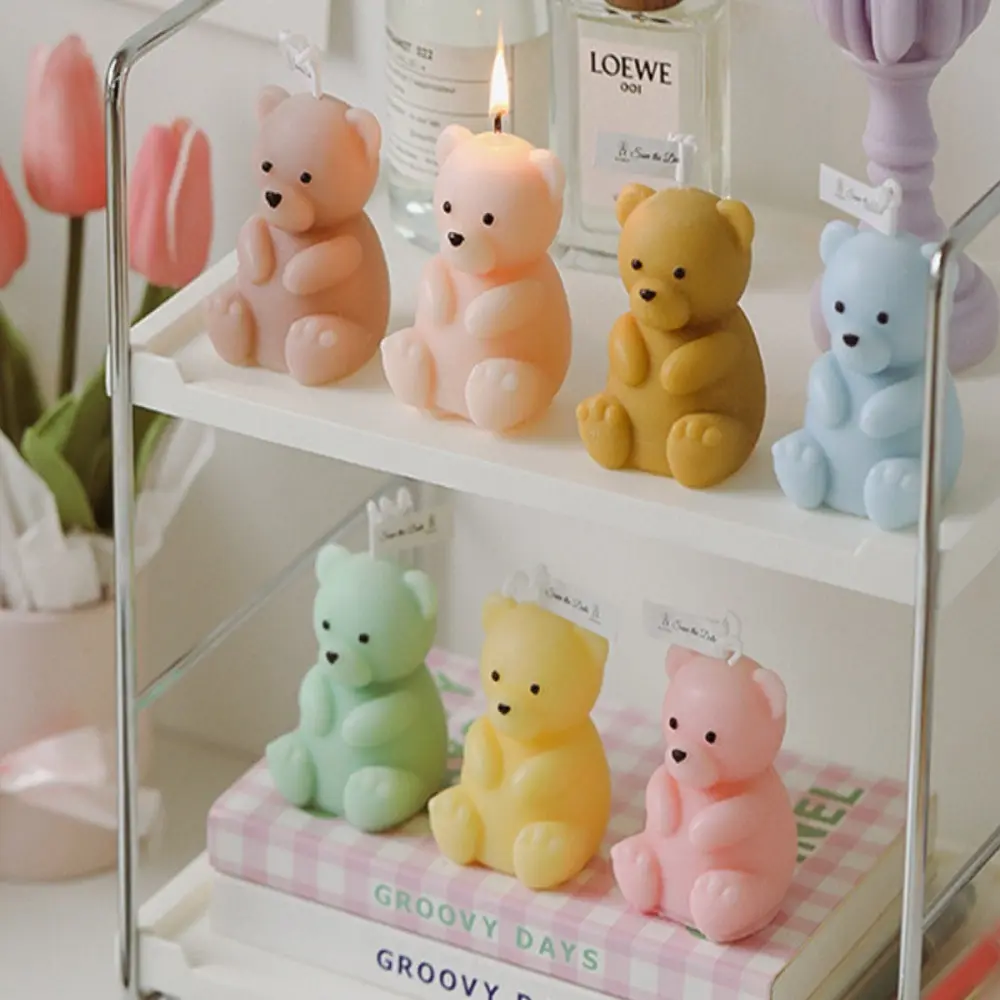 Wholesale Handmade Art Candles Mini Hot Sale Soy Birthday Animal Bear Cute Candle For Home Fragrance