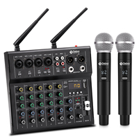 6-Kanal-Audiomischpult M06 mit 2 drahtlosen dynamischen XLR-Metallmikrofonen für persönliches Live-Streaming