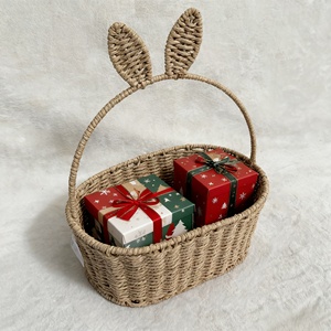 Cesto Pasquale Fatto a Mano con Manico, Cesto Portaoggetti Intrecciato in Corda di Carta Naturale - Product Image 2