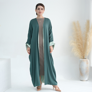 Abaya traditionnelle de Dubaï Vente en gros Abaya réversible en lin doux Dubaï <span class=keywords><strong>Turquie</strong></span> Modeste Kimono pour femmes musulmanes Abaya vêtements islamiques - Product Image 1