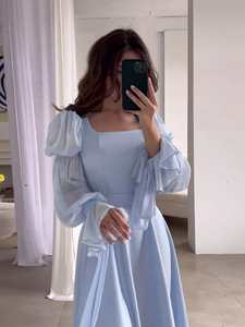 Vestido Largo con Mangas Abullonadas Dulces, Cuello Cuadrado, Vestidos Largos, Abayas de Ramadán, Túnica Larga Árabe de Dubái, Vestido de Fiesta Musulmán para Mujer, Eid 2026 - Product Image 2