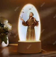Lampe de nuit LED en acrylique Jésus, lampe de table décorative religieuse chrétienne, alimentée par USB, lumière décorative spirituelle pour la maison